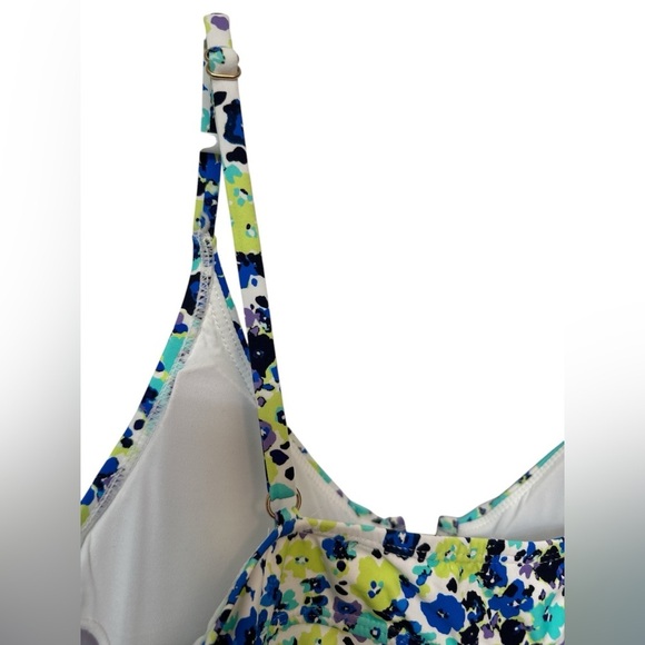 Anne Cole Adjustable Tankini Top Blue Ditsy Floral Print NWT - Picture 3 of 6